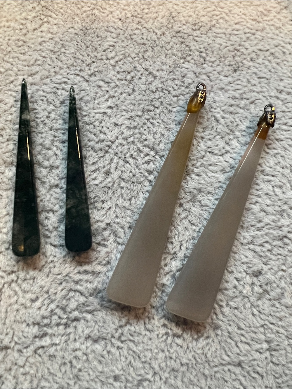 Minimalist Long Teardrop Earring blanks in Gray and Dark Green